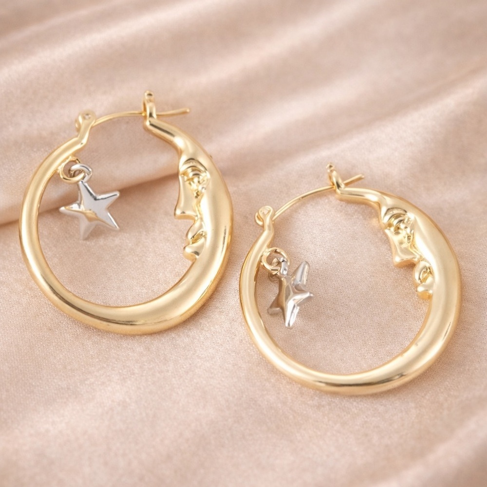 Moon Gold Silver Celestial Earrings